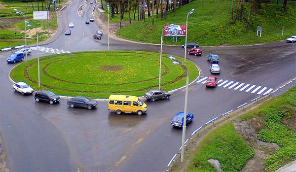 Правила дорожного движения на перекрёстке с круговым движением